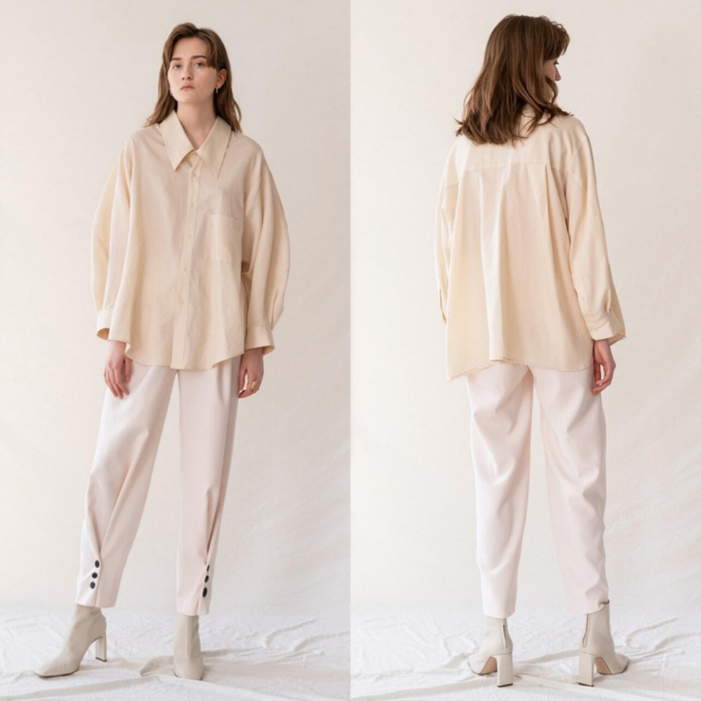 KINDERSALMON Seoul Folding Pants In Ivory S.